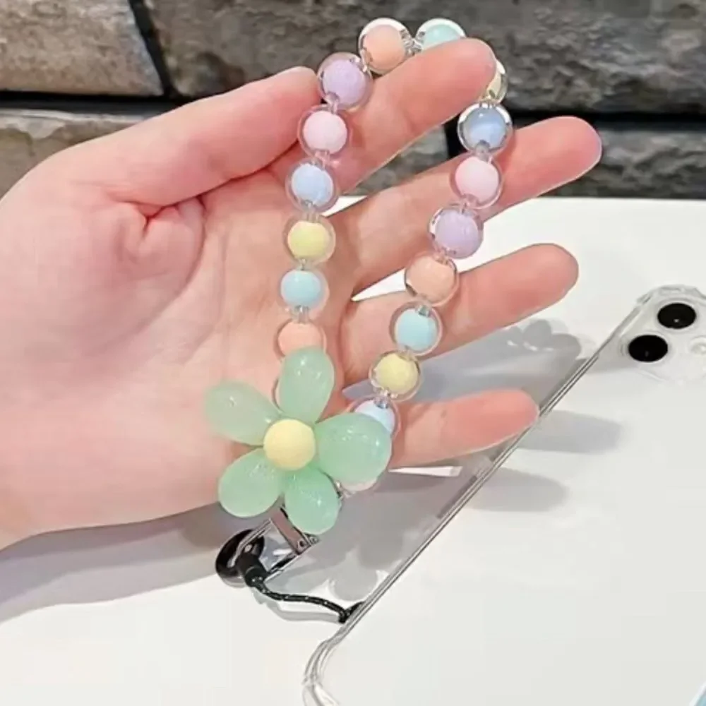 New Colorful Beaded Flower Wrist Phone Lanyard - Multiple Available